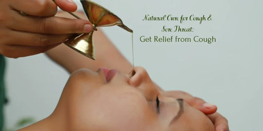 Ayurvedic Nasya therapy with herbal oils for cough and sore throat relief