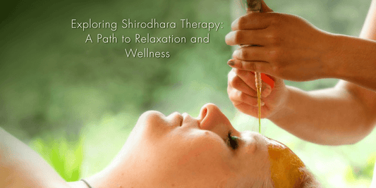 Shirodhara Ayurvedic oil therapy pouring warm herbal oil on the women forehead for stress relief and better sleep
